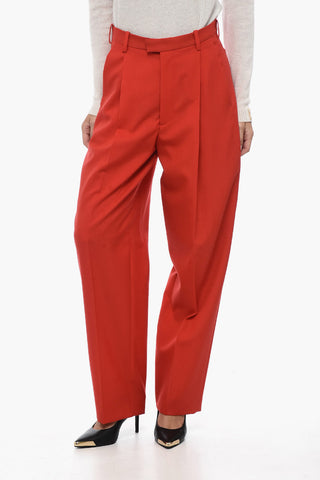 Loose-Fit Wool Trousers with Pleats