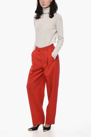 Loose-Fit Wool Trousers with Pleats
