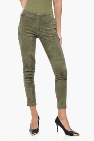 Elastic Waistband Suede Leggings