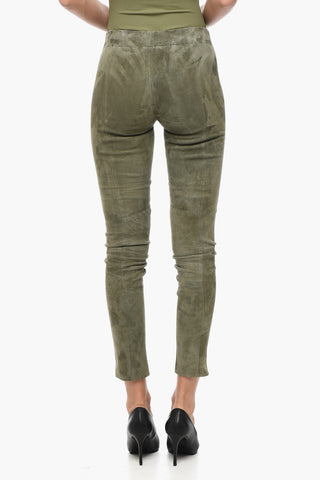 Elastic Waistband Suede Leggings