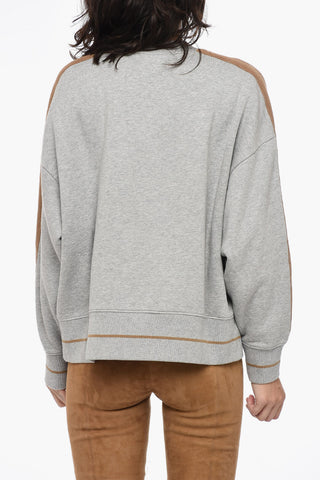 Felpa Girocollo RIcamata Con Bande Teddy A Contrasto