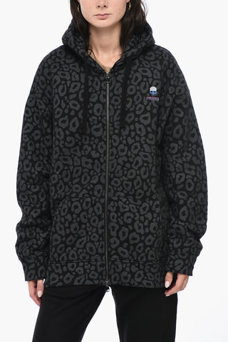 Animal Patterned Fleeced Cotton UNISEX Sweatshirt with Hood