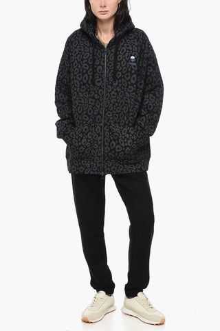 Animal Patterned Fleeced Cotton UNISEX Sweatshirt with Hood