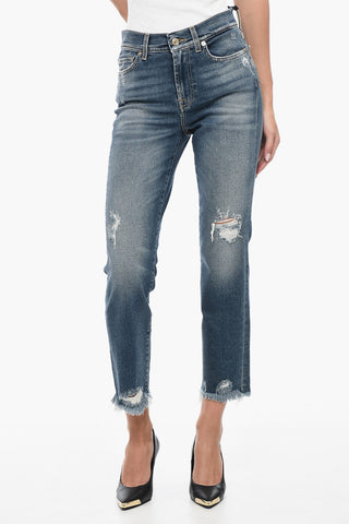 LUXE VINTAGE Cropped Jeans with Distressed Effect 18cm