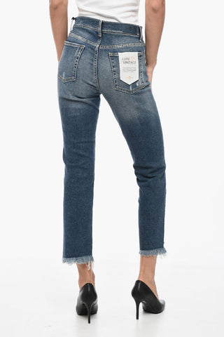 LUXE VINTAGE Cropped Jeans with Distressed Effect 18cm
