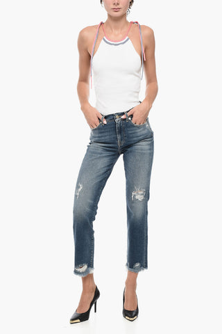LUXE VINTAGE Cropped Jeans with Distressed Effect 18cm