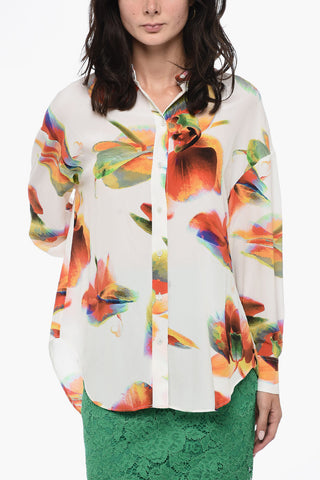 Floral Print Silk Long Sleeved Shirt