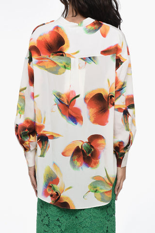 Floral Print Silk Long Sleeved Shirt