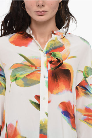 Floral Print Silk Long Sleeved Shirt