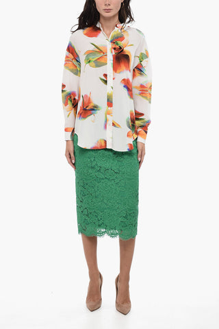Floral Print Silk Long Sleeved Shirt
