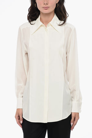 Spread Collar Silk Shirt