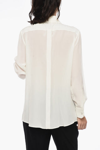 Spread Collar Silk Shirt