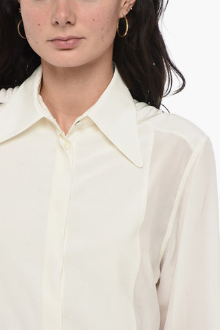Spread Collar Silk Shirt