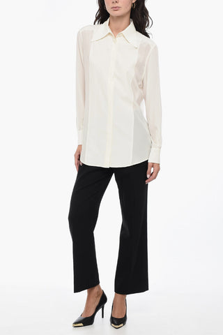Spread Collar Silk Shirt
