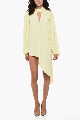 Kleid Mit Schleifenkragen Und Asymmetrischem Design