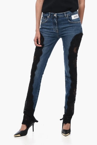 Slim Fit Dark Washed Denims with Lace Bottom 14cm