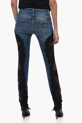 Slim Fit Dark Washed Denims with Lace Bottom 14cm