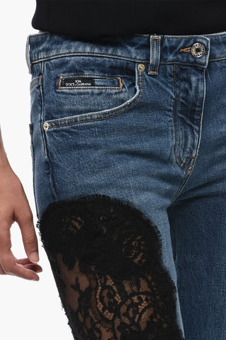 Slim Fit Dark Washed Denims with Lace Bottom 14cm