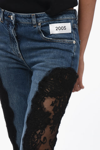 Slim Fit Dark Washed Denims with Lace Bottom 14cm