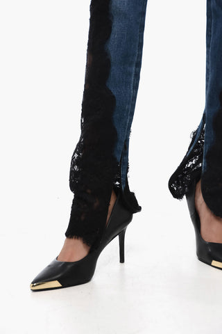 Slim Fit Dark Washed Denims with Lace Bottom 14cm