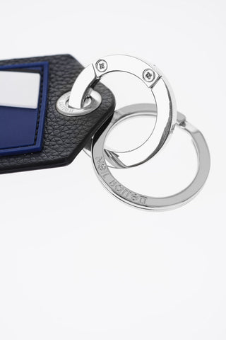 Hammered Leather Pendant Keychain with Thunderbolt Detail