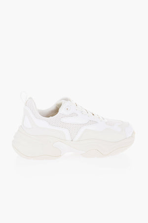 CROQUIS Mesh and Suede Low-Top Sneakers Solid-Color