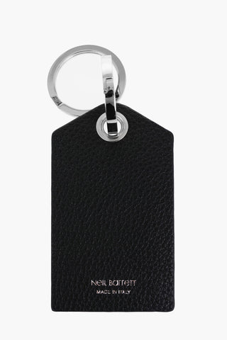 Keyring with Textured Leather Pendant and Thunderbolt Detail