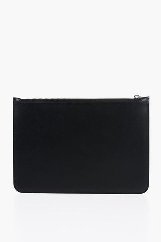 Pouch in Pelle con Stampa a Contrasto