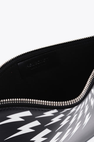 Pouch in Pelle con Stampa a Contrasto