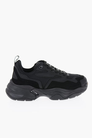 CROQUIS Mesh and Suede Low-Top Sneakers Solid-Color