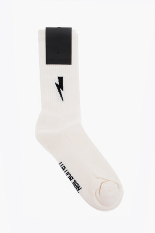 Calzini Lunghi in Misto Cotone con Ricamo Thunderbolt