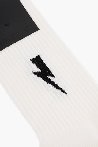 Calzini Lunghi in Misto Cotone con Ricamo Thunderbolt