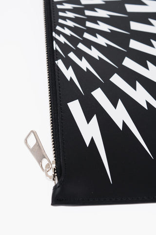 Leather FAIR-ISLE THUNDERBOLT Pouch with Zip Closure