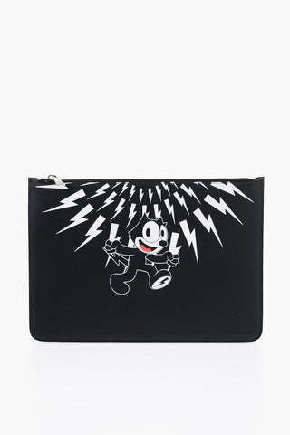 FELIX THE CAT' Leather Pouch With Contrast Print