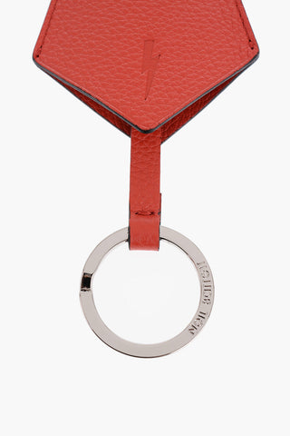 Solid Color Textured Leather Keyring