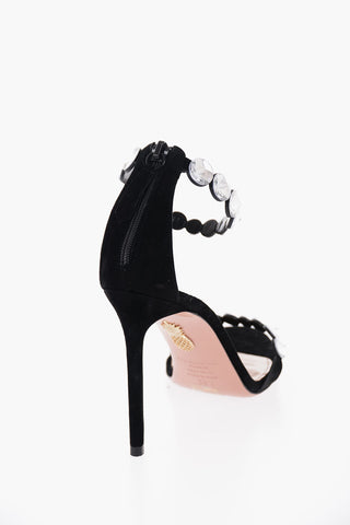 Suede TEQUILA Ankle-Strap Sandals with Jewels Strap Heel 10.5cm