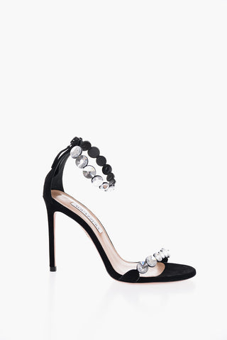 Suede TEQUILA Ankle-Strap Sandals with Jewels Strap Heel 10.5cm
