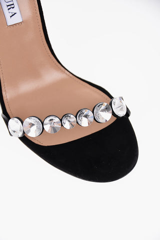 Suede TEQUILA Ankle-Strap Sandals with Jewels Strap Heel 10.5cm