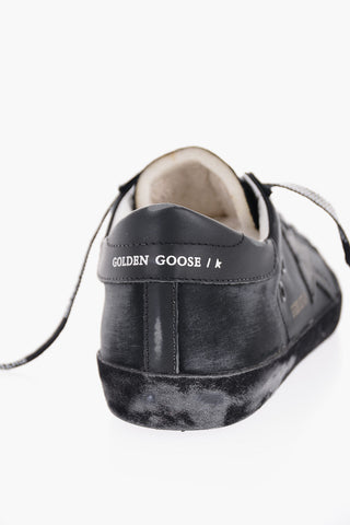 Leather and Satin SUPER STAR Low Top Sneakers with Rhinestone Strings