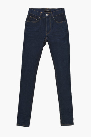 Jeans Skinny con Cuciture a Vista e Logo Patch sul Retro 13cm