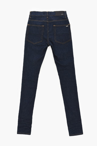 Jeans Skinny con Cuciture a Vista e Logo Patch sul Retro 13cm