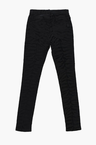 Denim Jacquard Skinny Jeans with Tiger Motif