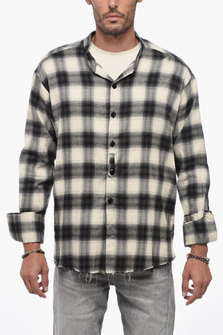 Flannel Oversized Shirt with Raw Cut