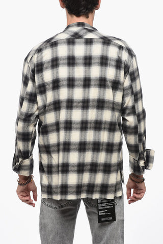 Flannel Oversized Shirt with Raw Cut
