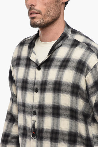 Flannel Oversized Shirt with Raw Cut