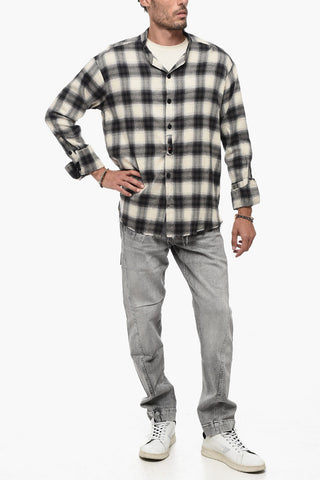 Flannel Oversized Shirt with Raw Cut