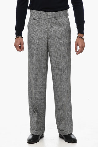 pantaloni a Quadri Districk ad Orlo con Risvolto