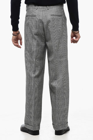 pantaloni a Quadri Districk ad Orlo con Risvolto