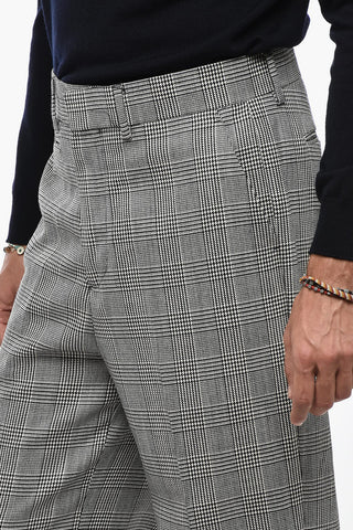 pantaloni a Quadri Districk ad Orlo con Risvolto