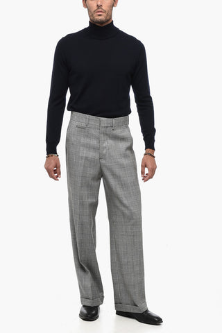 pantaloni a Quadri Districk ad Orlo con Risvolto